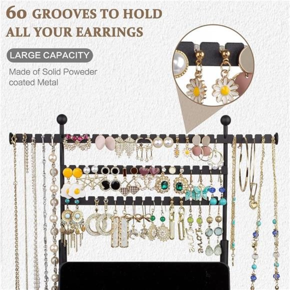 Jewelry Organizer, Jewelry Stand with Necklace Display Holder 3 Tier Organizer - Picture 3 of 7